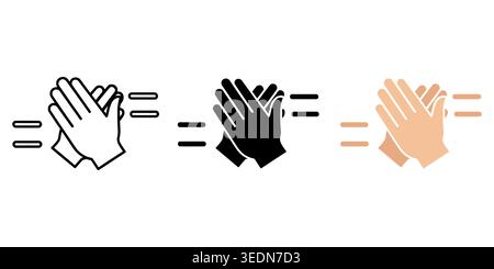 Clapping hands icons set representing applause and success Vector Stock Vector