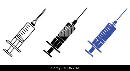 Set of medical syringe icons with black and blue design styles Vector Stock Vector