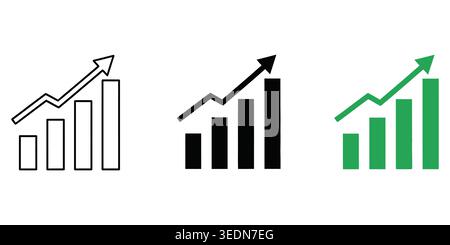 Set of business bar chart icons with upward trend arrows for financial growth Vector Stock Vector