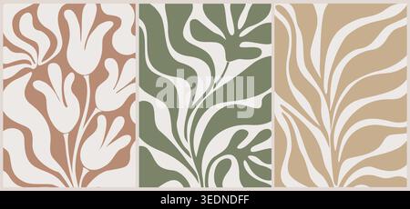 Abstract floral patterns in three color schemes Stock Vector