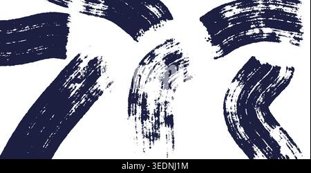 Monochrome abstract pattern background. Bold grunge brush strokes on white background. Stock Vector