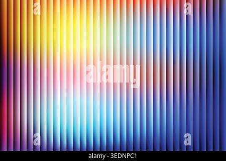 Modern vertical fluted glass background with vibrant orange and blue gradient Stock Vector