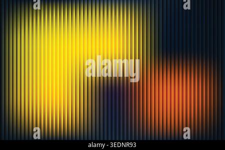Abstract glowing vertical fluted glass background with vibrant orange and yellow lighting Stock Vector