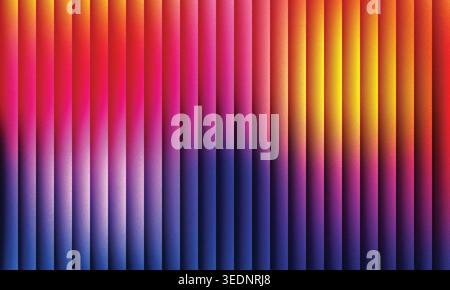 Abstract grainy fluted glass background with vibrant orange purple and blue gradient Stock Vector