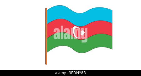 Flag of Azerbaijan. Azerbaijani national symbol in official colors. Template icon. Abstract vector background Stock Vector