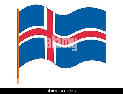 Flag of Iceland. Icelandic national symbol in official colors. Template icon. Abstract vector background Stock Vector