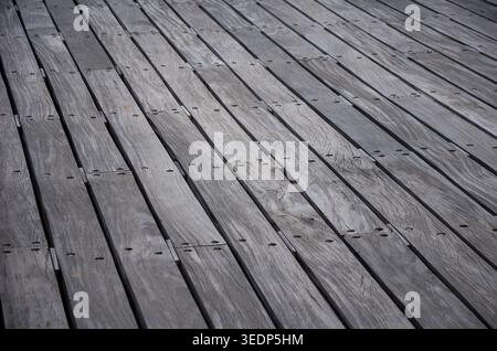 Close-Up of Weathered Wooden Plank Floor Stock Photo