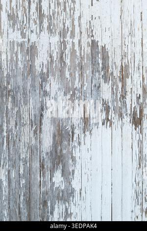 Old wooden surface with peeling white paint texture background Stock Photo