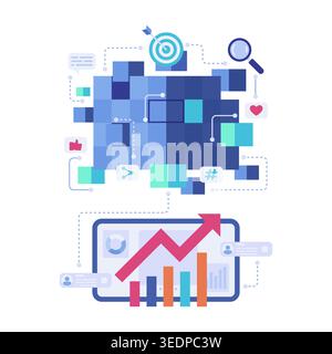 Social Media Data Analytics and Digital Marketing Strategy. Social Media Data Analytics Concept Stock Vector