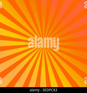 Orange yellow sunburst background with retro radial rays abstract vintage vector wallpaper design Stock Vector