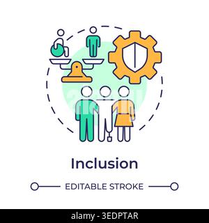 Inclusion multi color concept icon Stock Vector