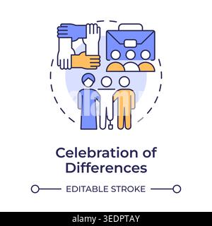 Celebration of differences multi color concept icon Stock Vector