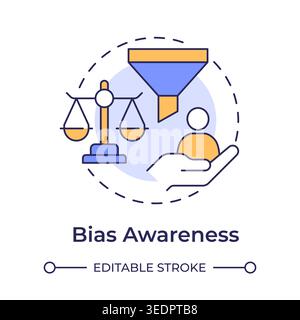 Bias awareness multi color concept icon Stock Vector