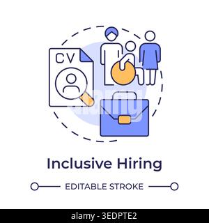 Inclusive hiring multi color concept icon Stock Vector
