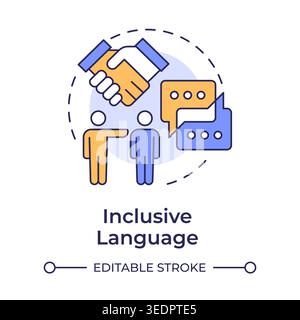 Inclusive language multi color concept icon Stock Vector