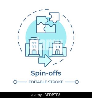 Spin offs soft blue concept icon Stock Vector