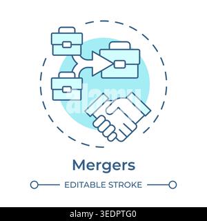 Mergers soft blue concept icon Stock Vector