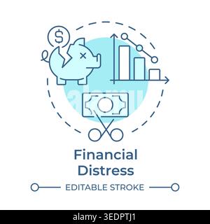 Financial distress soft blue concept icon Stock Vector
