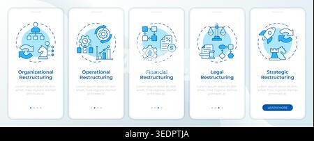 Common restructuring models blue onboarding mobile app screen Stock Vector