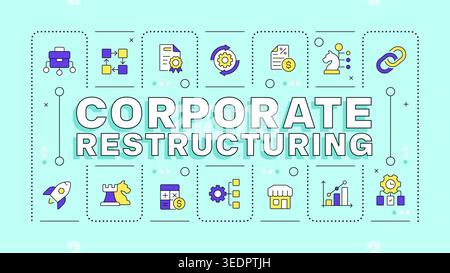 Corporate restructuring cyan word concept Stock Vector
