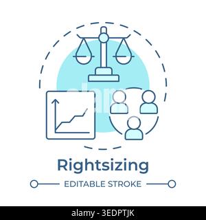 Rightsizing soft blue concept icon Stock Vector