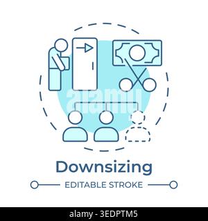 Downsizing soft blue concept icon Stock Vector