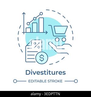 Divestitures soft blue concept icon Stock Vector