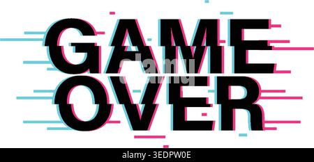 Digital glitch effect applied to bold black text on white background with vibrant color shifts Stock Vector