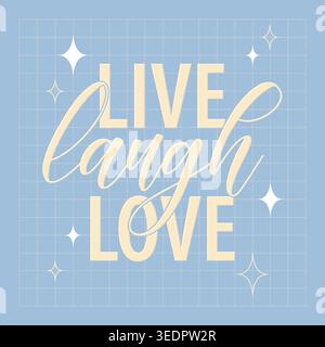Pastel vector illustration of inspirational quote with script and sans-serif fonts on grid background Stock Vector