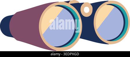 Simple illustration of vintage opera glasses with twin lenses and a long side handle in muted colors. Stock Vector