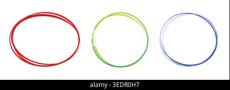 Abstract colorful round circular border frames set on white background. Stock Vector