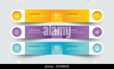 Business infographic design template with three horizontal data. Stock Vector