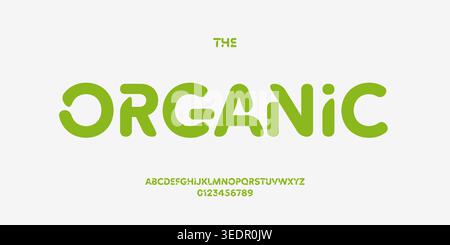 Organic Font Logo Alphabet Rounded Letter Set Modern Typography, Friendly Geometric Typographic Design for Green Energy Text, Environment Poster Stock Vector