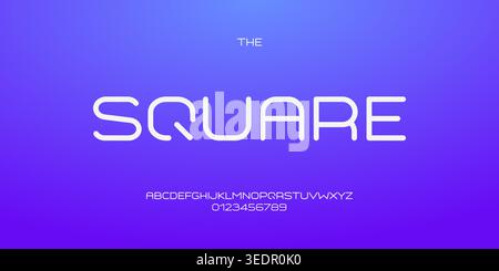 Modern Thin Line Font Minimalism Logo Alphabet, Rounded Square Geometric Minimal Letter Set. Minimalist Typographic Design. Branding Fonts. Vector Stock Vector