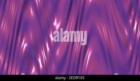 A single view render of a liquid metal chrome surface with soft purple, violet, and pink tones, showcasing reflective waves and a smooth, glossy finis Stock Photo