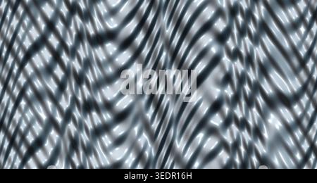 A close-up of a glossy, 3D-rendered wave surface with silver chrome and gray tones, featuring specular highlights that give it a reflective and dynami Stock Photo