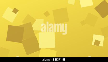 A visually appealing arrangement of gold squares floating against a yellow gradient background, suitable for a variety of design projects requiring a Stock Photo