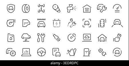 Automotive service line icons set. Transport concept outline symbols Stock Vector