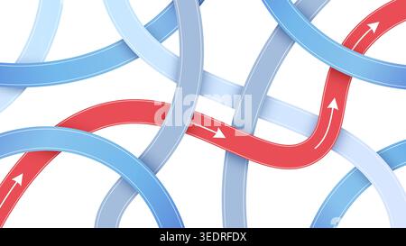 Large abstract roads, gradient lines intersect in various directions. Multiple roads. White background. Vector, illustration. Stock Vector