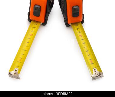 Construction tape measure clipping path isolated on white background Stock Photo