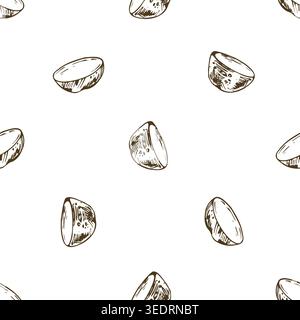 Hand drawn sketch of baby potato slice pattern. Monochrome graphic illustration for food packaging, market menu, culinary design and healthy farm Stock Vector