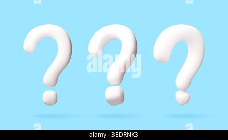 3D Three white question marks set Stock Vector