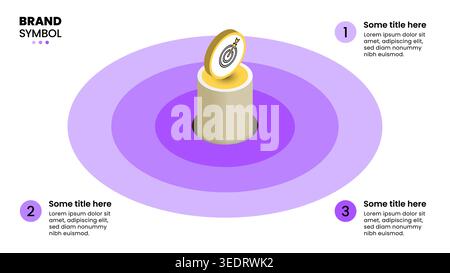 Infographic template with 3 options or steps. Isometric column. Can be used for workflow layout, diagram, banner, webdesign. Vector illustration Stock Vector