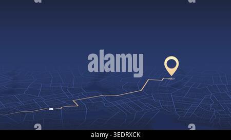Designated route leading to specific goal point. Isometric highlighted road. An abstract navigation plan highlights points of interest, The vector Stock Vector