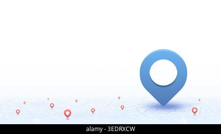Map with points of interest, red and blue points. City urban roads and streets abstract map downtown district map. Vector illustration Stock Vector