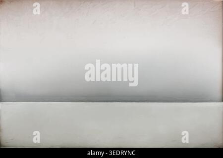 Aged gray paper texture with soft horizontal fold, subtle stains, worn edges, and grunge border for vintage backgrounds and design layouts. Stock Vector