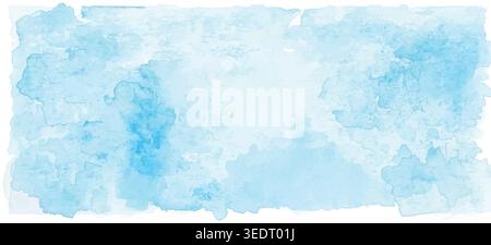 Blue watercolor paper texture with soft wash stains, pale edges, and artistic surface detail for clean backgrounds, invitations, and design layouts. Stock Vector
