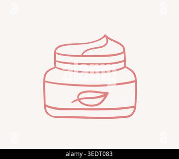 Skincare cosmetic jar outline icon Stock Vector