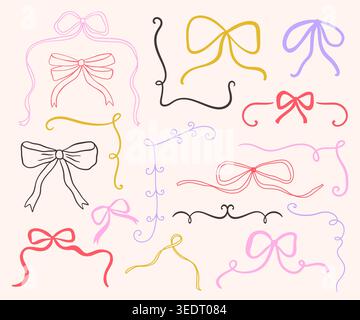 Hand drawn ribbon frames, decorative borders set Stock Vector