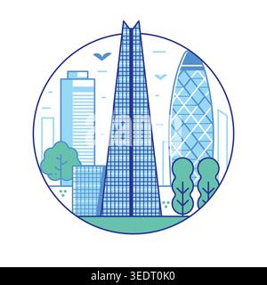 London City Business District Line Icon Stock Vector